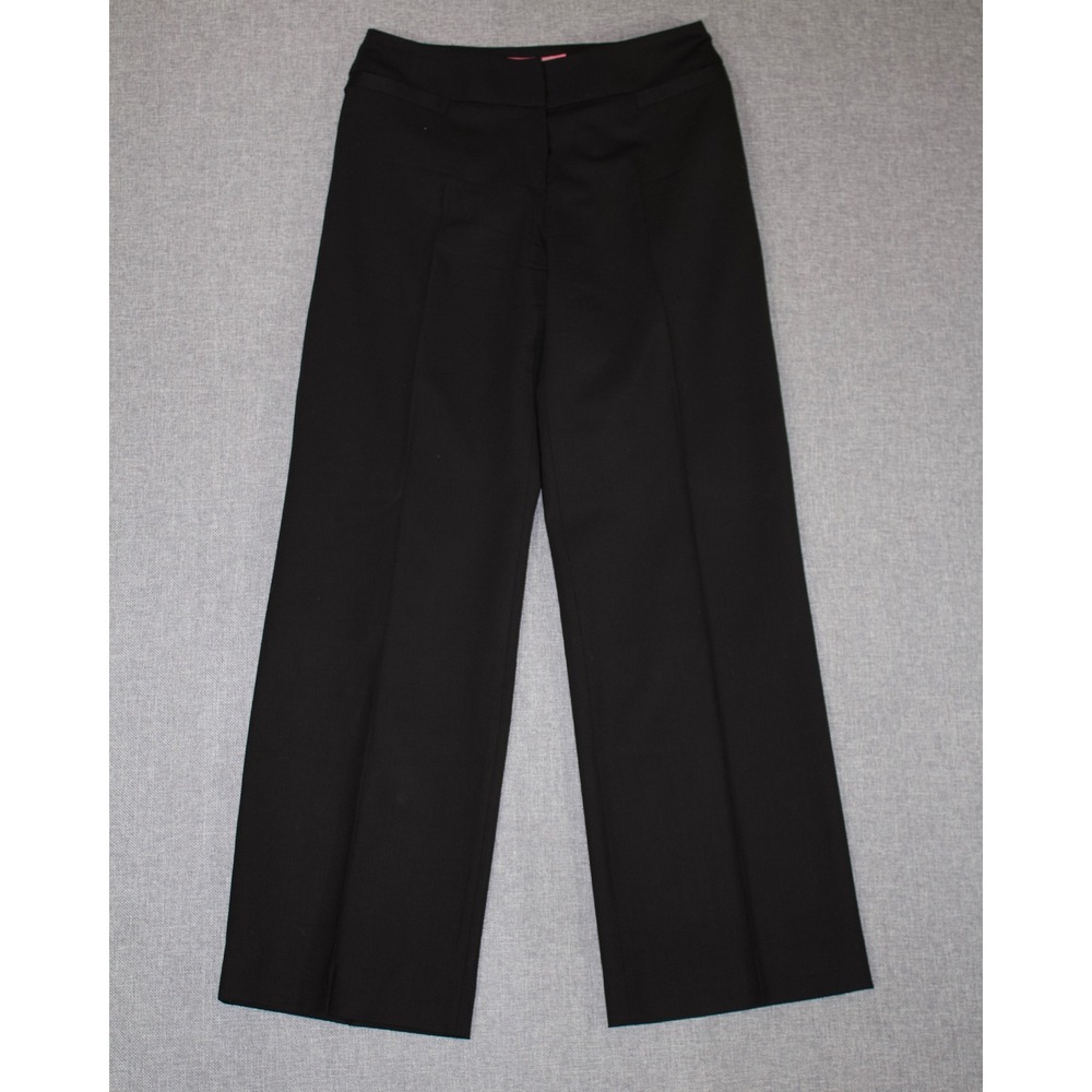 Charles Tyrwhitt Trousers Women UK 12 US 10 Black Wool Wide Leg Dress Pants